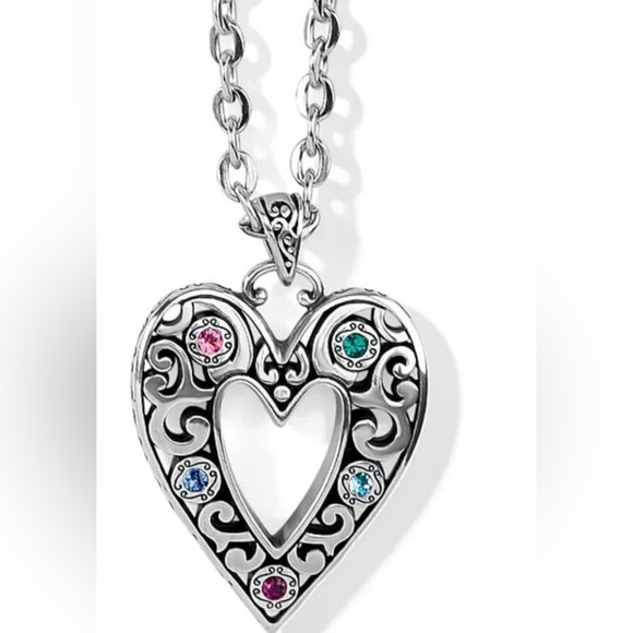 Brighton Collectibles ELORA heart necklace with colorfull crystals & great chain - Picture 1 of 7